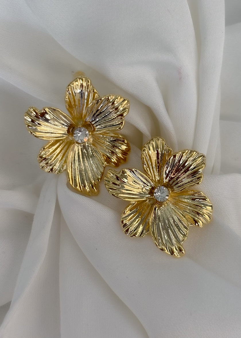 Aretes flor con brillo