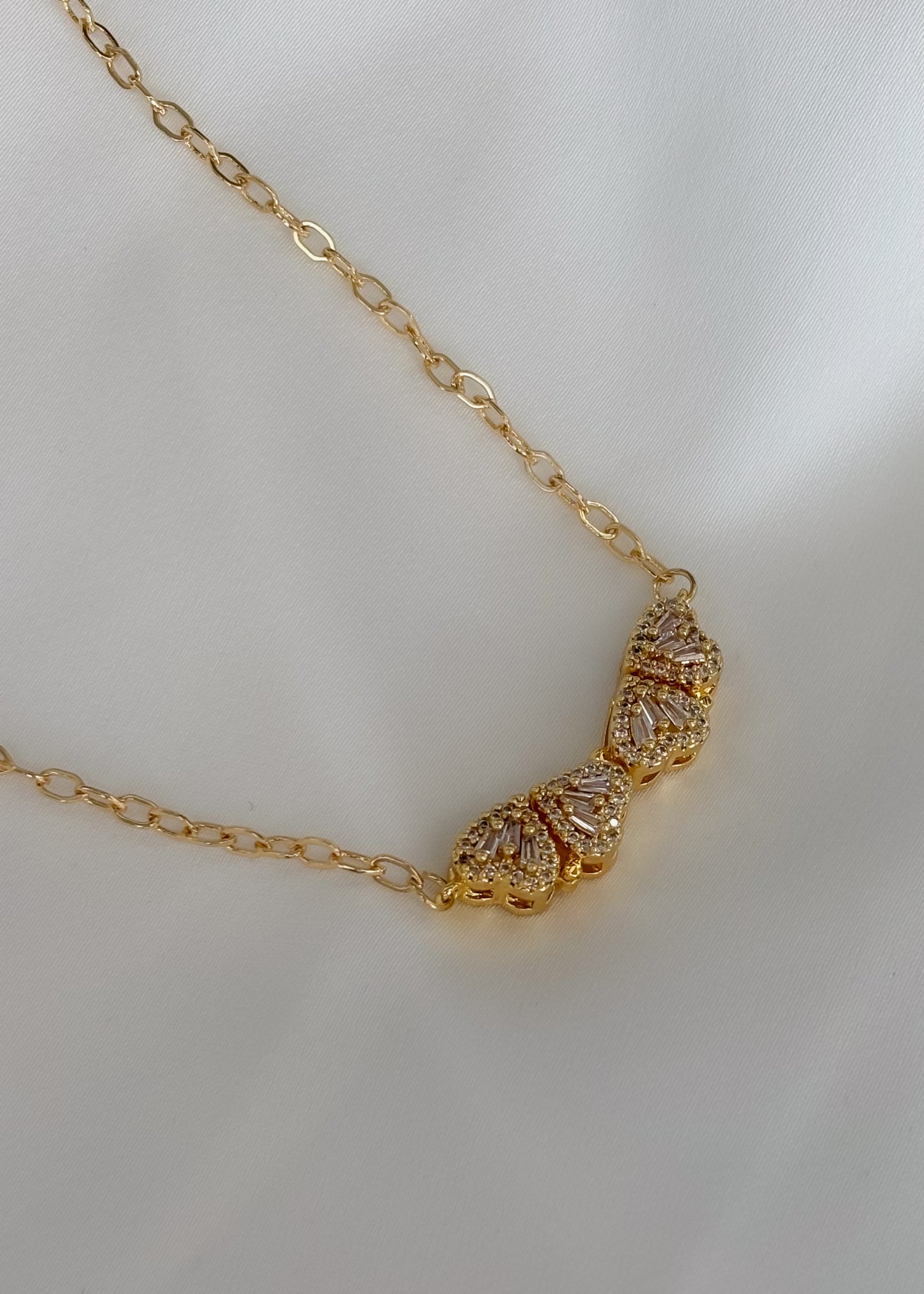 Collar corazón trébol con zirconias