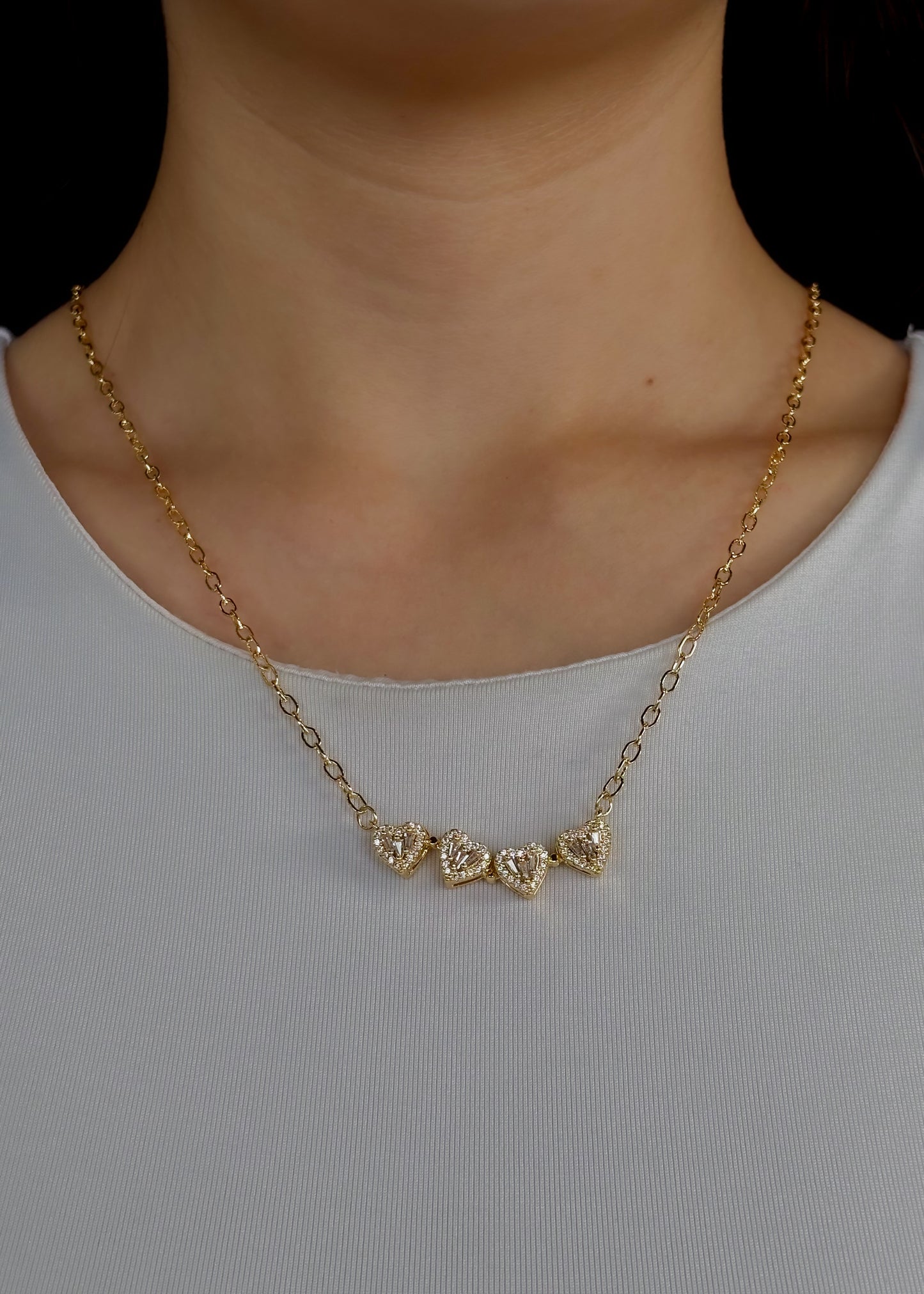 Collar corazón trébol con zirconias