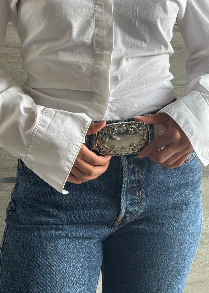 Cinturón vaquero hebilla rectangular