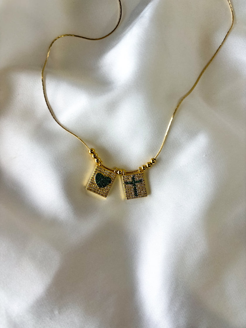 Cadena corazón y cruz