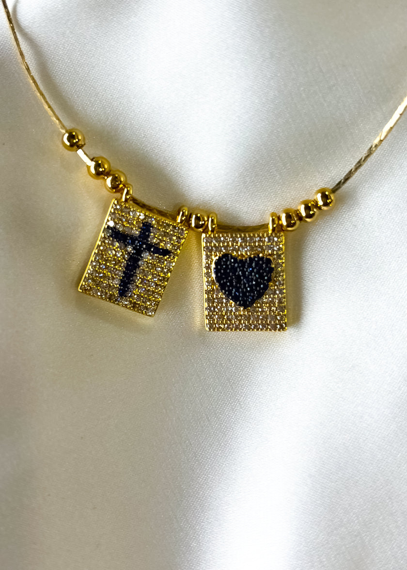 Cadena corazón y cruz