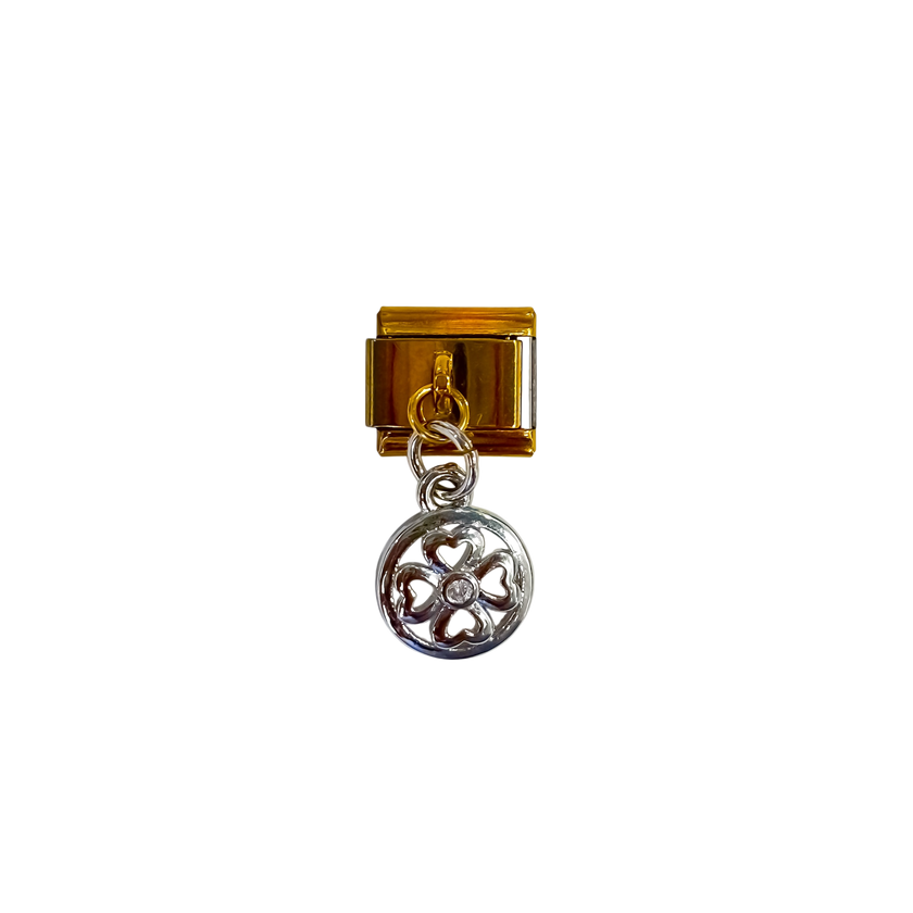 Charm con dije moneda trébol