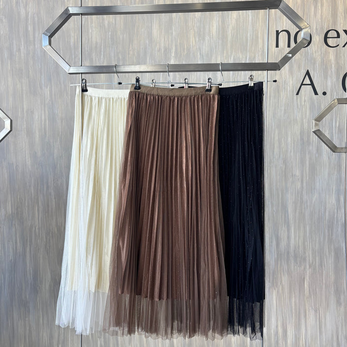 Falda larga tul con brillos