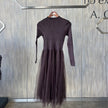 Vestido manga larga con tul