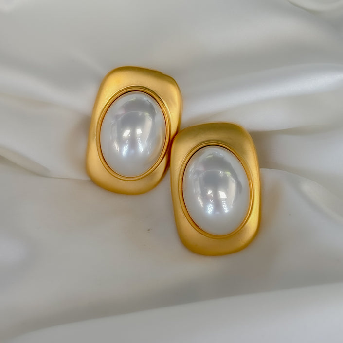 Aretes rectángulo perla