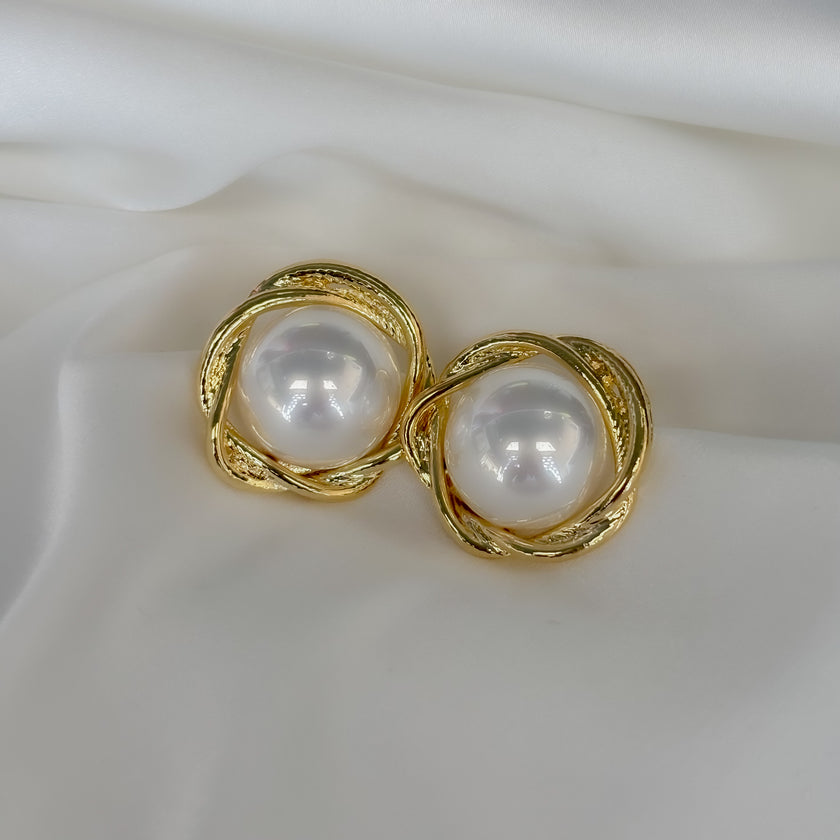 Aretes Perla trenzada