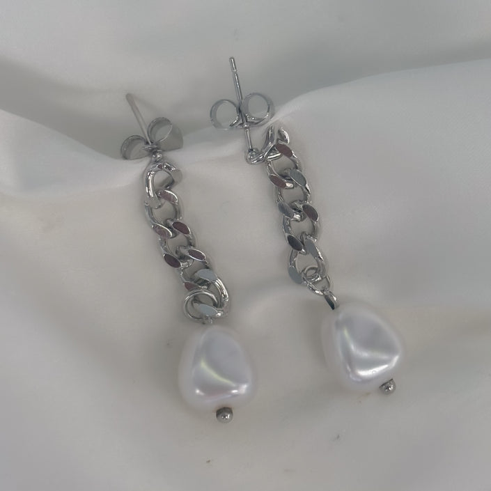 Aretes Cadena con perla