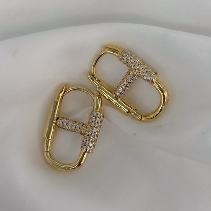 Arracadas candado dorado con brillos