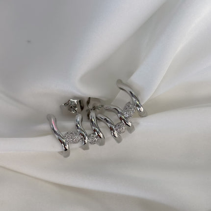 Aretes tres líneas con brillos
