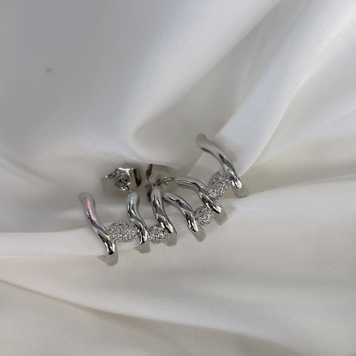 Aretes tres líneas con brillos