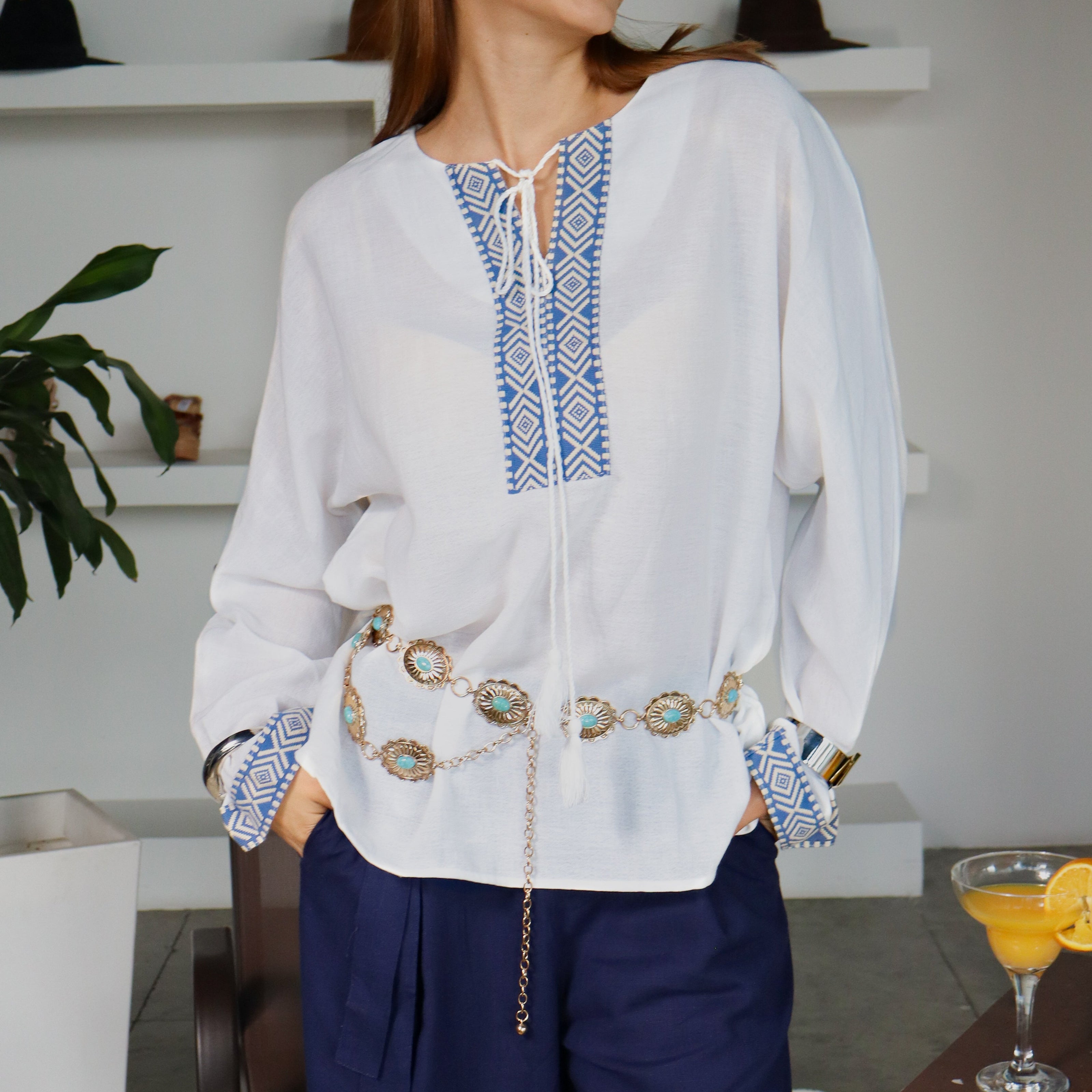 Blusa con tejido V