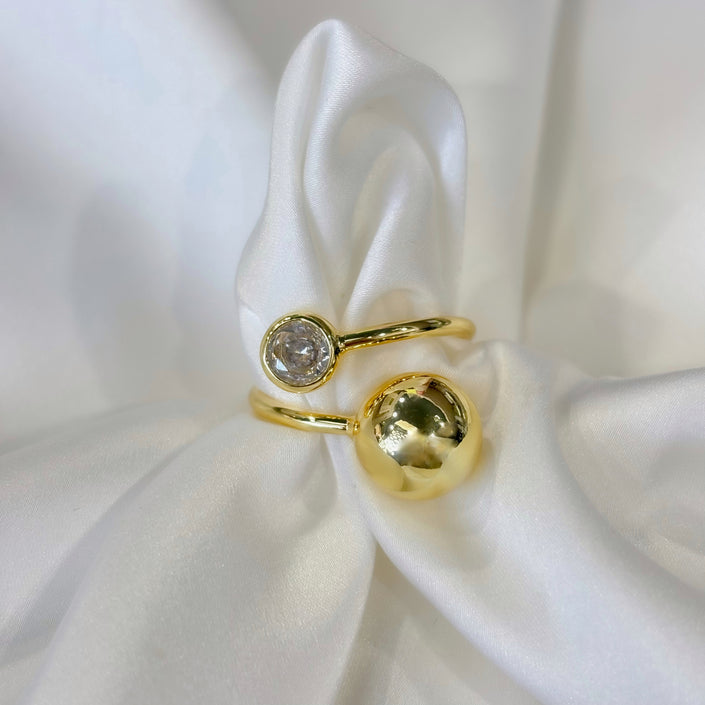 Anillo doble con brillo