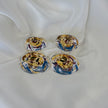 Aretes ovalos bicolor