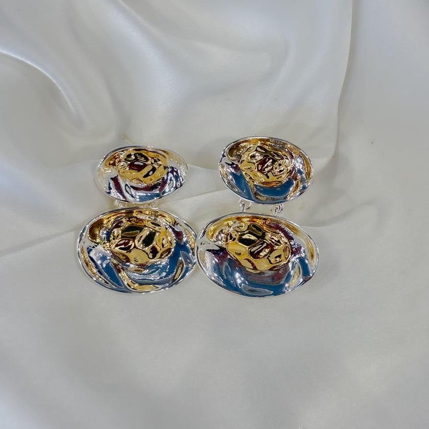 Aretes ovalos bicolor