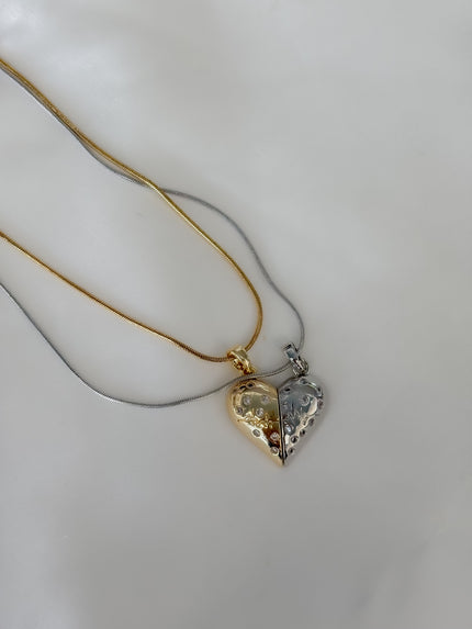 Collar doble corazon bicolor