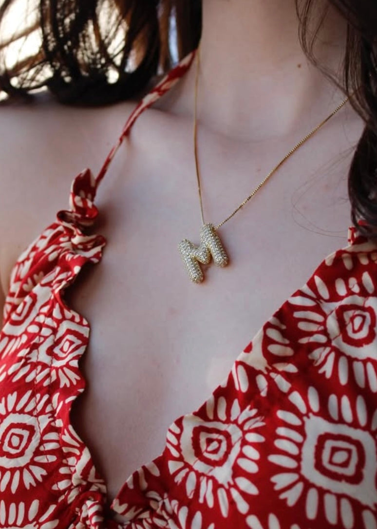 Collar inicial chunky con brillos