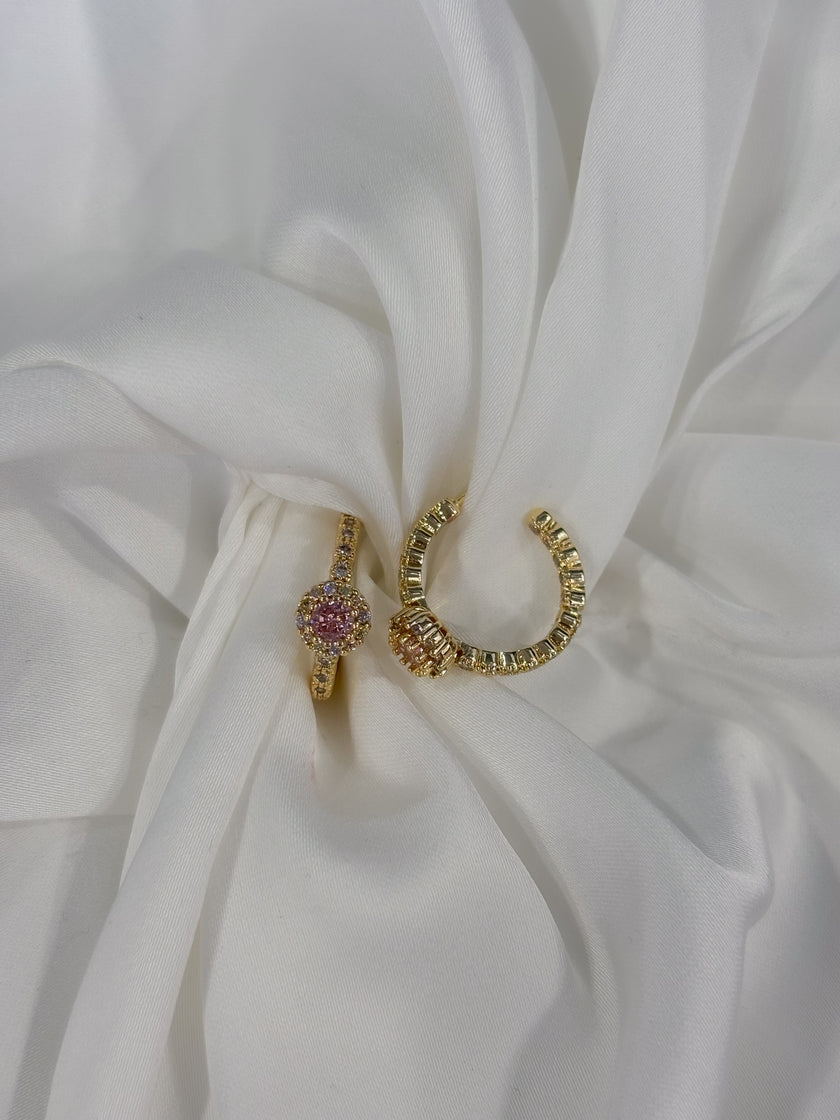 Aretes brillo rosa princesa