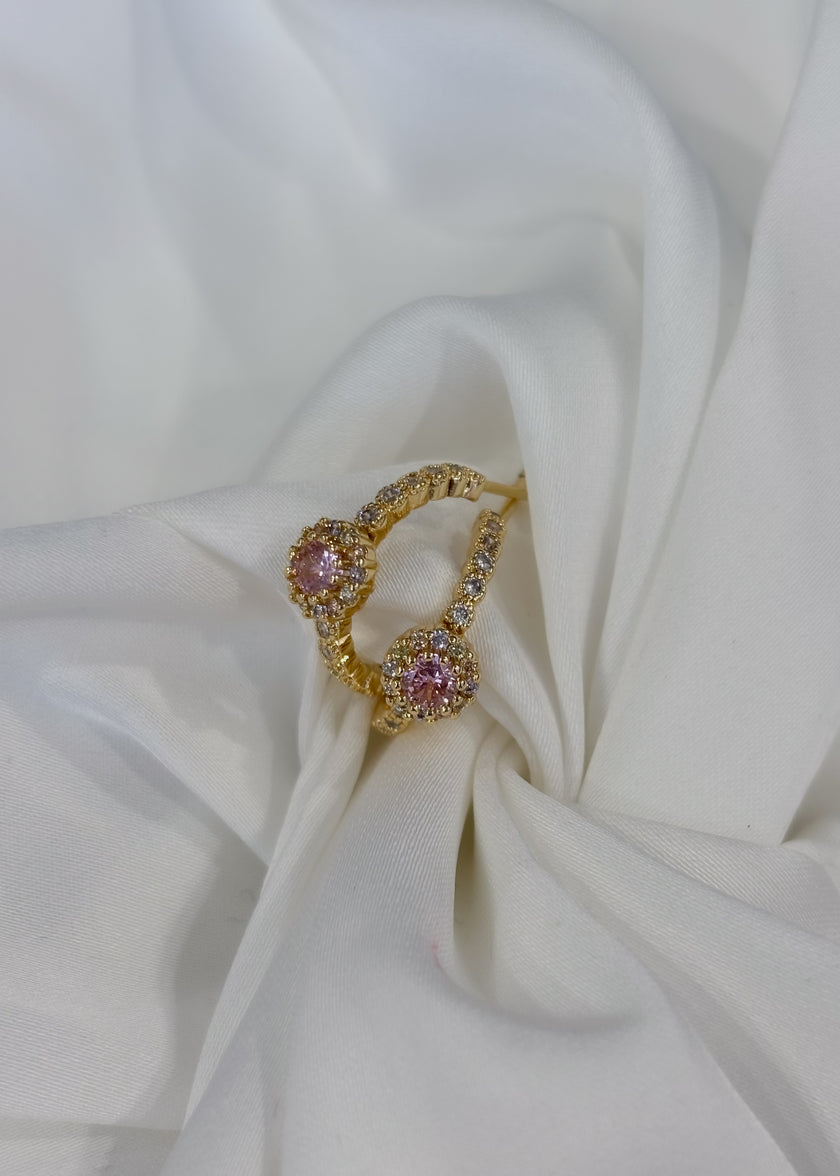 Aretes brillo rosa princesa