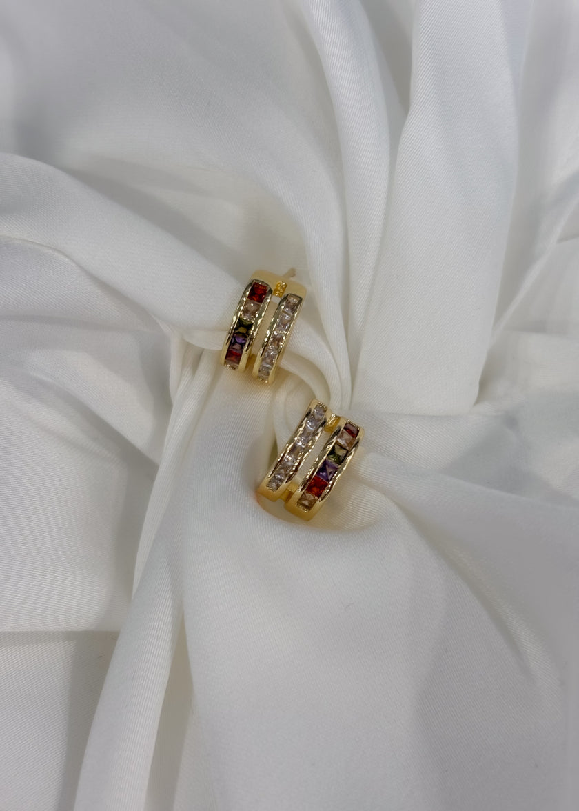 Aretes media luna mini con cristales