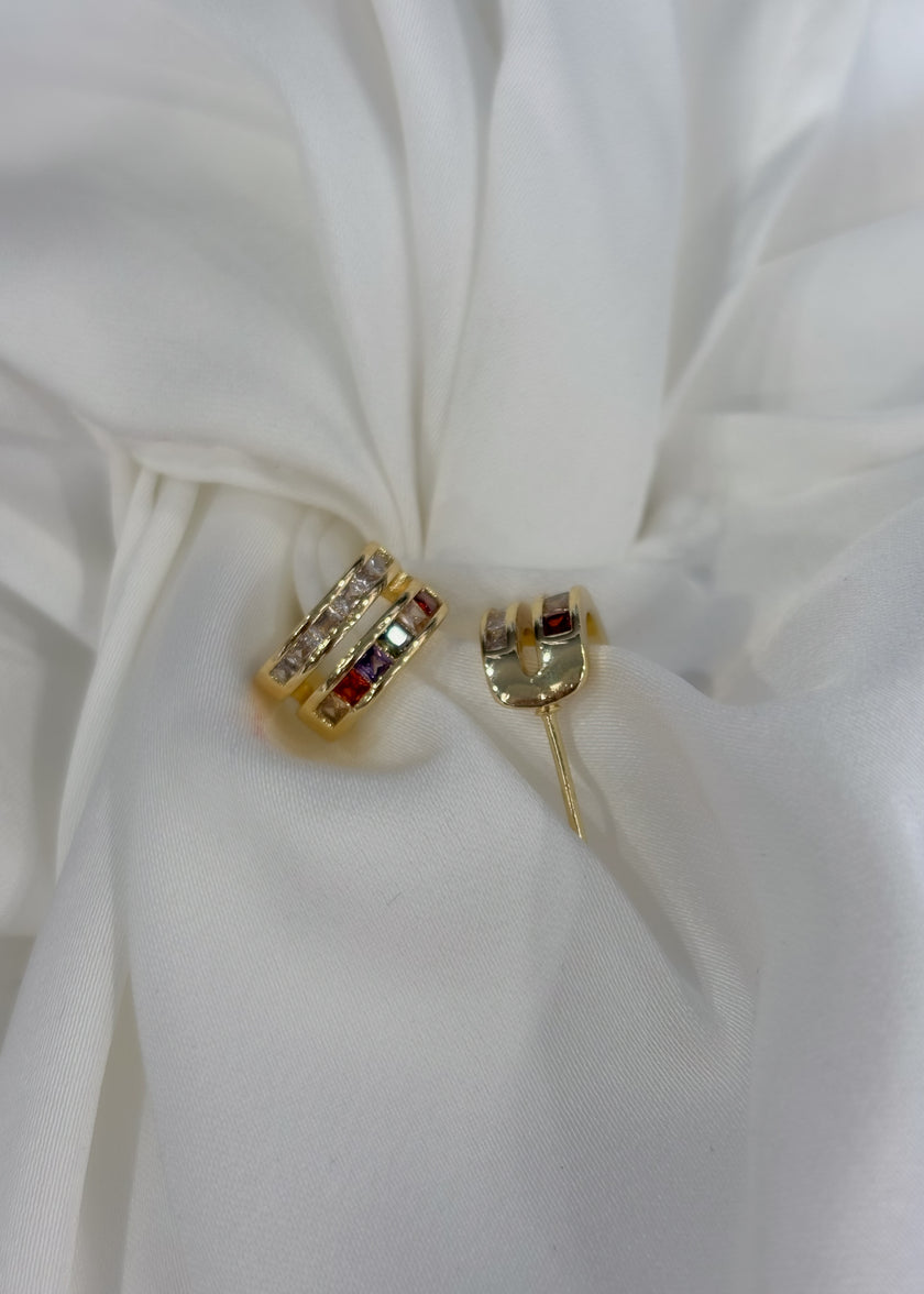 Aretes media luna mini con cristales