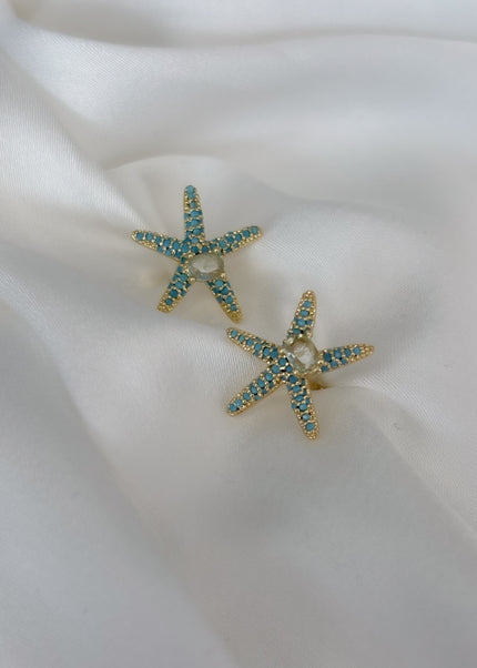 Aretes Estrella de mar turquesa