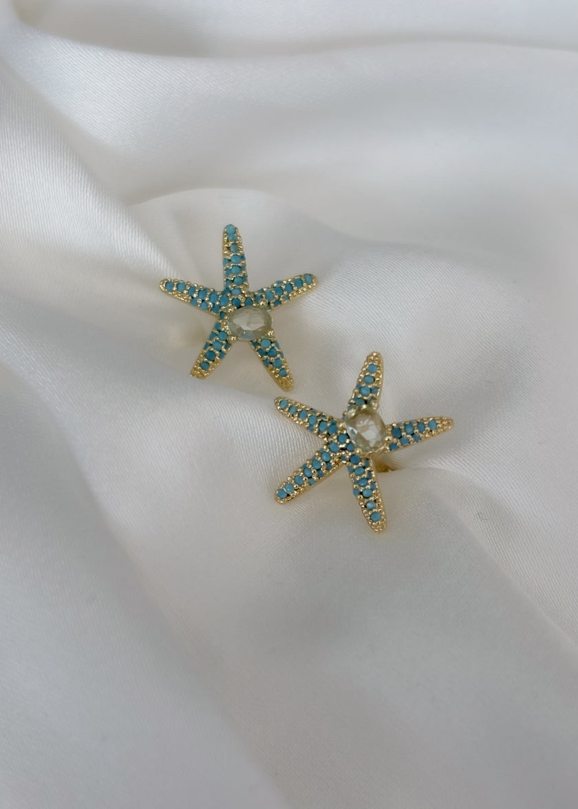 Aretes Estrella de mar turquesa