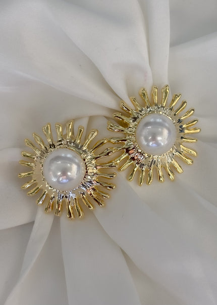 Aretes sol con perla