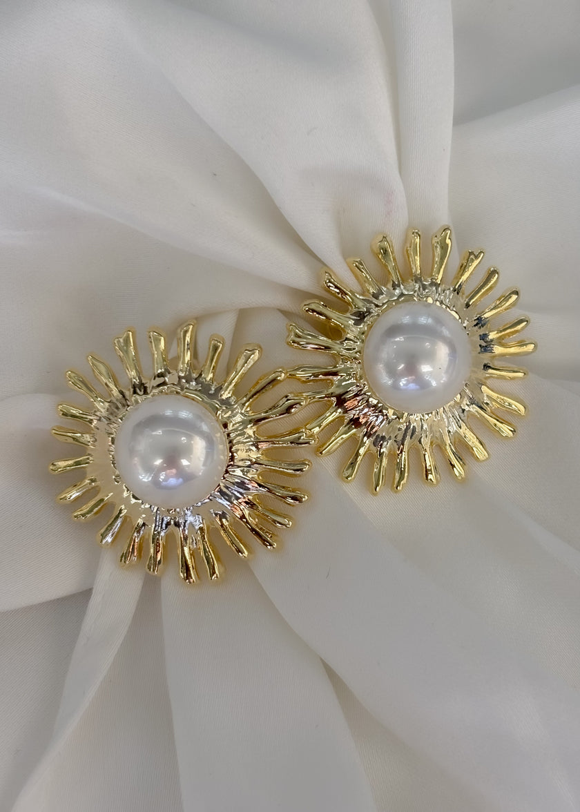 Aretes sol con perla