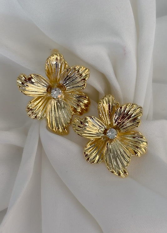 Aretes flor con brillo