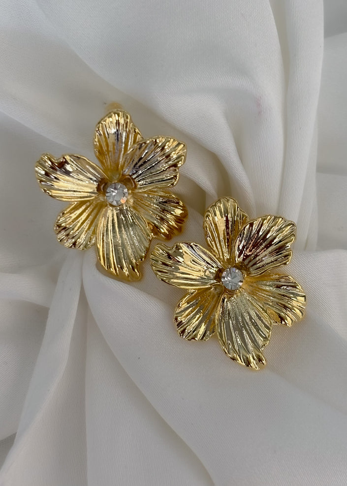 Aretes flor con brillo