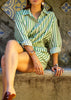Conjunto blusa con short rayas blancas