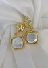 Aretes cuadros con centro aperlado