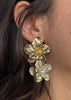 Aretes doble flor con perla