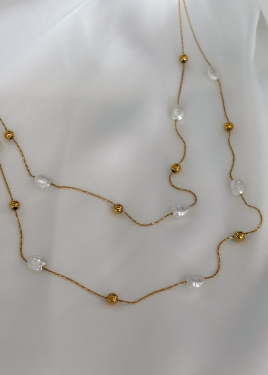 Collar doble con perlas y balines
