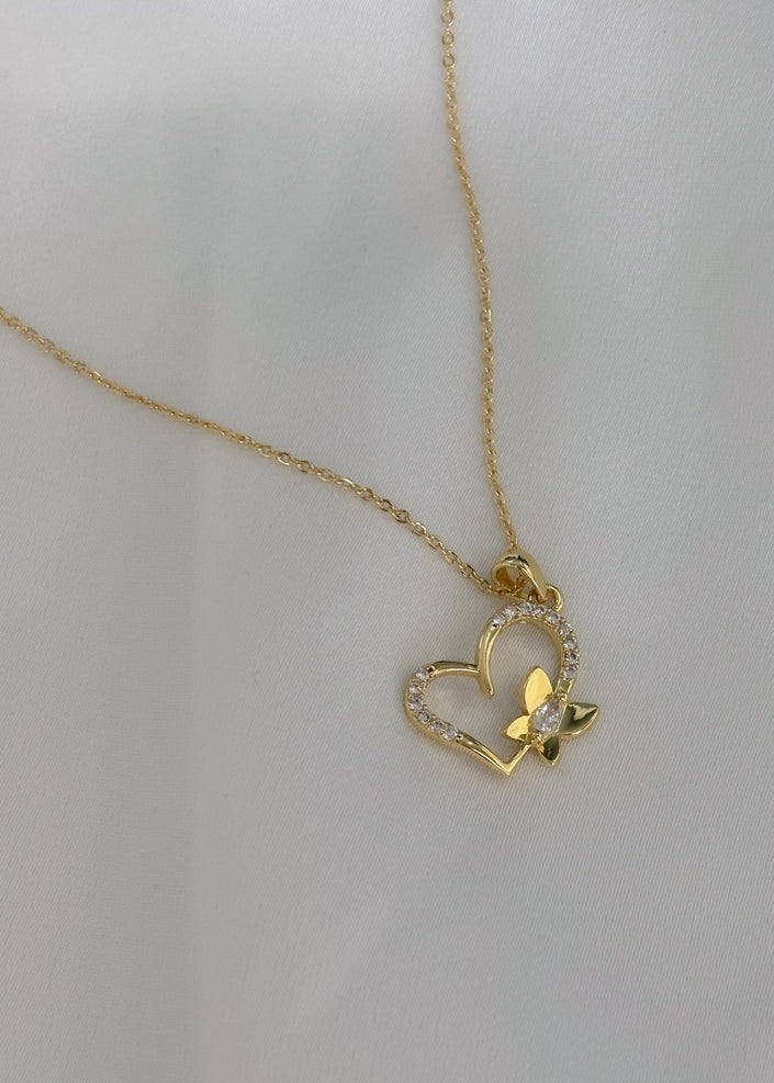 Collar silueta corazón con mariposa