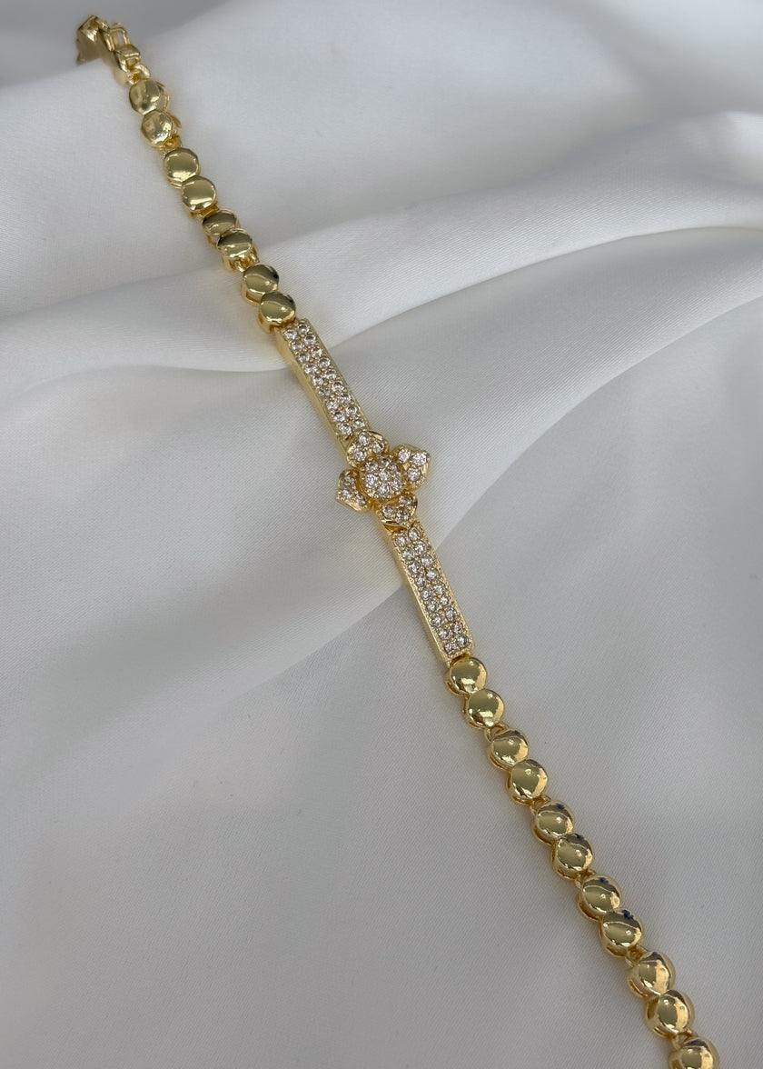 Pulsera flor con brillos