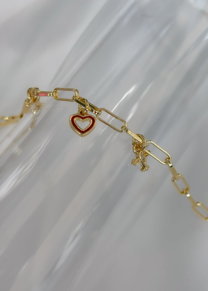 Pulsera avión corazón llave