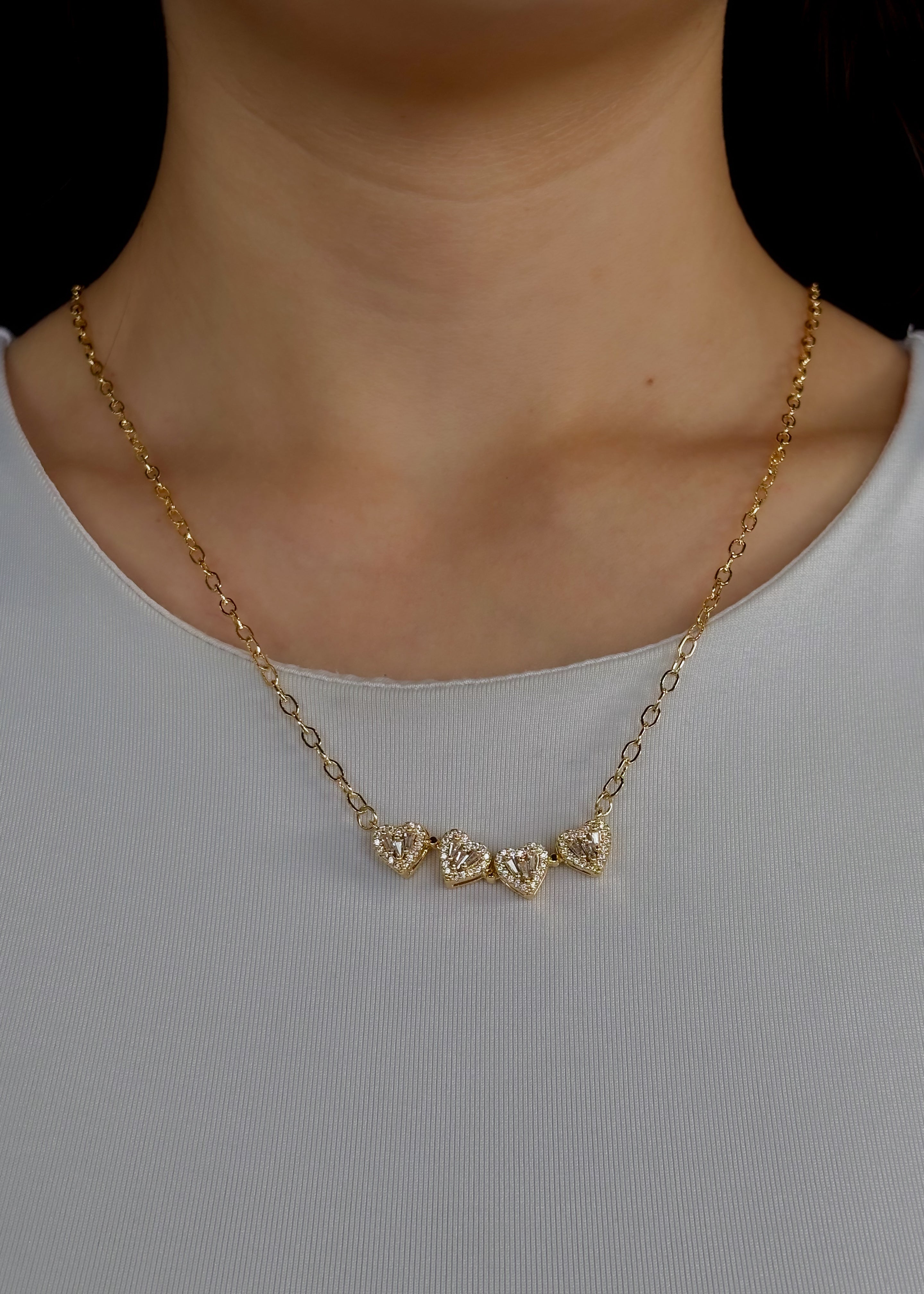 Collar corazón trébol con zirconias