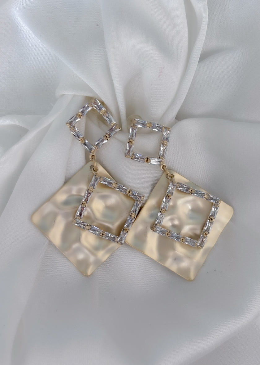 Aretes rombo con brillos