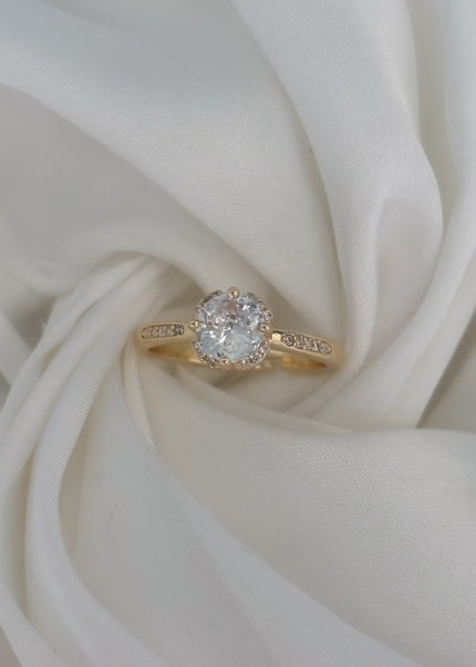 Anillo princesa brillo redondo