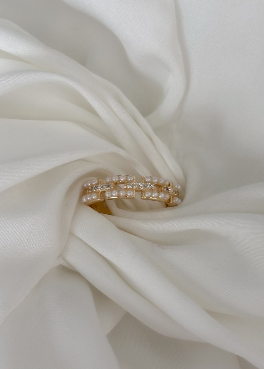 Anillo Cadena con perlas