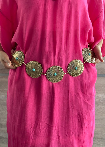 Cinturón cadena boho turquesa
