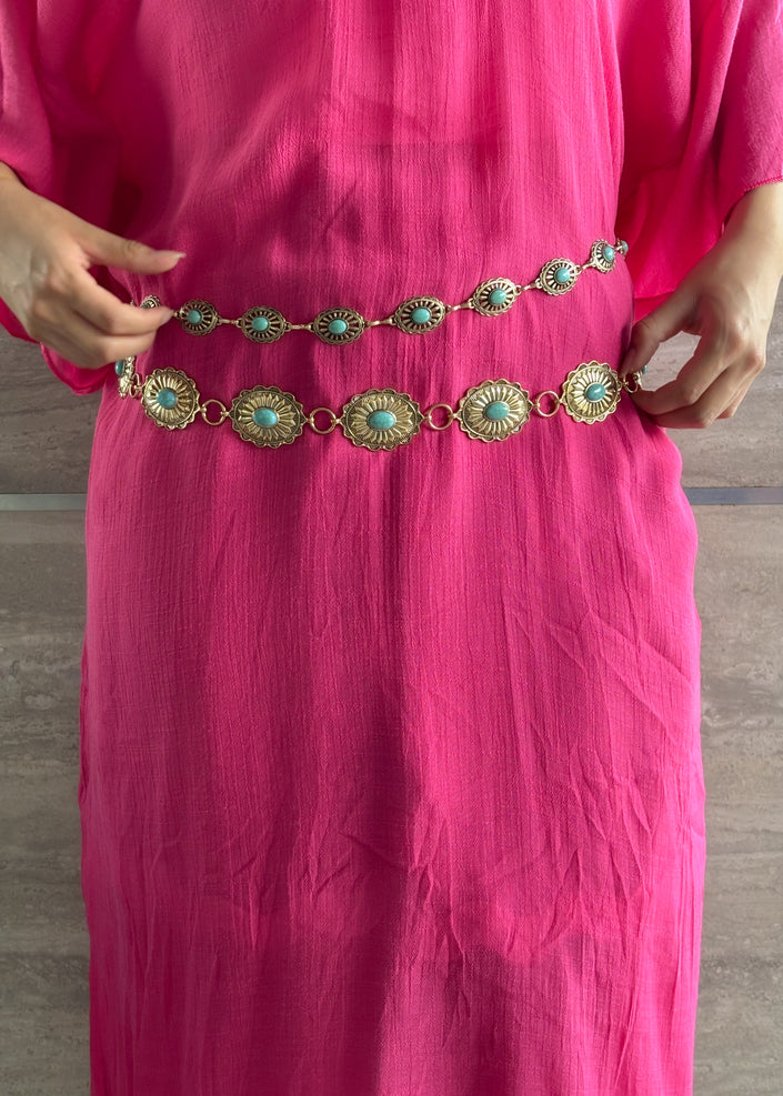 Cinturón cadena boho turquesa