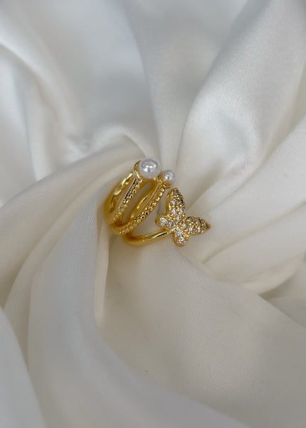 Earcuff mariposa con perlas