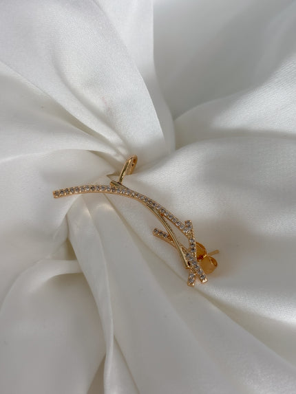 Pin Ear cuff curveado lineas delgadas con brillos