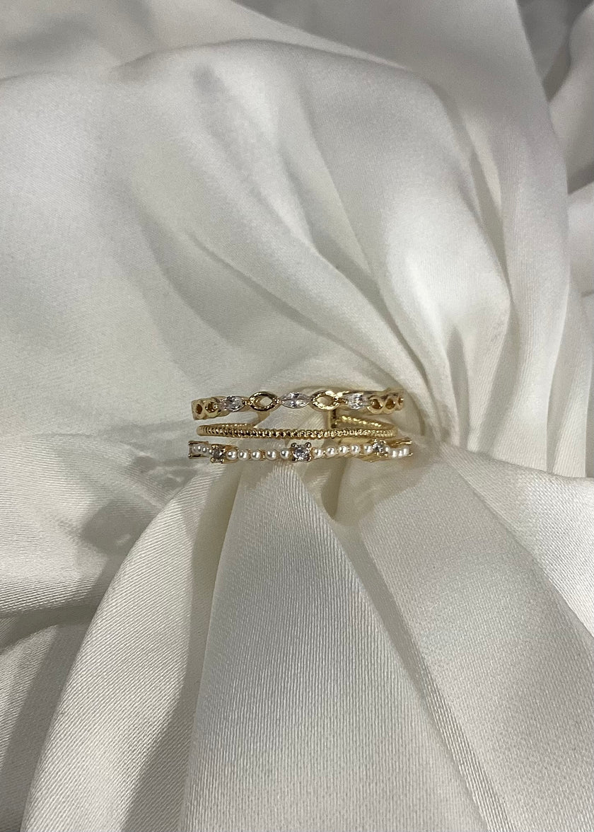 Anillo triple con brillitos