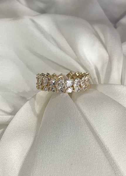 Anillo doble con zirconias pera