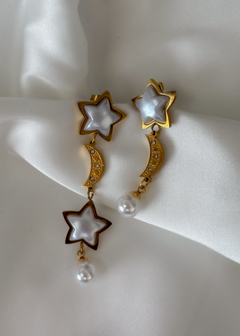 Arete estrella perla