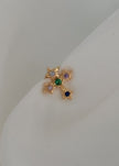 Arete mini cruz con piedritas de colores